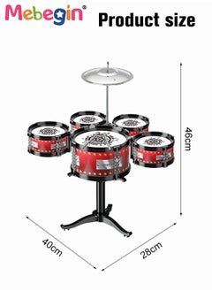 MEBEGIN Rock Jazz Drum Set for Kids, Musical Instrument Toy for Music Enlightenment, 5 Drums Band Rock Set, Ideal Gift Toy for Kids  - Image 3