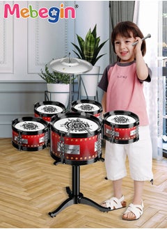 MEBEGIN Rock Jazz Drum Set for Kids, Musical Instrument Toy for Music Enlightenment, 5 Drums Band Rock Set, Ideal Gift Toy for Kids  - Image 4