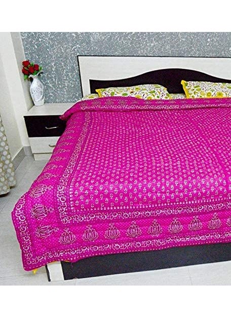 SIBLEY SIBLEY 220 TC Cotton Single Bed RazaiQuilt Hand Stiched Jaipuri rajai Pink 85X55 INCH  - Image 1