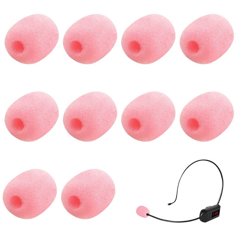 SUMAJU 10 Pack Lapel Headset Microphone Windscreen,Christmas Stocking Stuffers Microphone Sponge Foam Cover Mini Size Lavalier Microphone Windscreen for Variety of Headset Microphone, Pink - Image 1