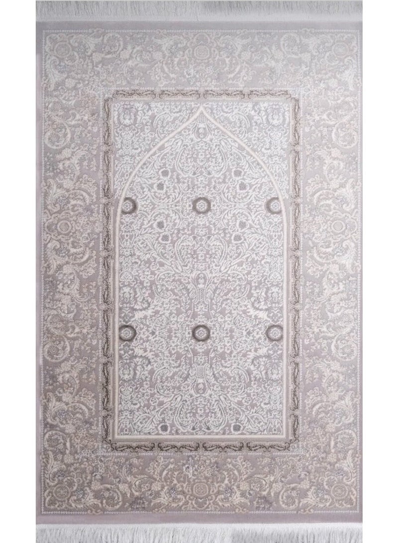 سجادة صلاة فاخرة منسوجة – ‎80 × 120 سم‎ | مزيج من الأكريليك والخيوط الطبيعية | ناعمة وأنيقة - Image 1