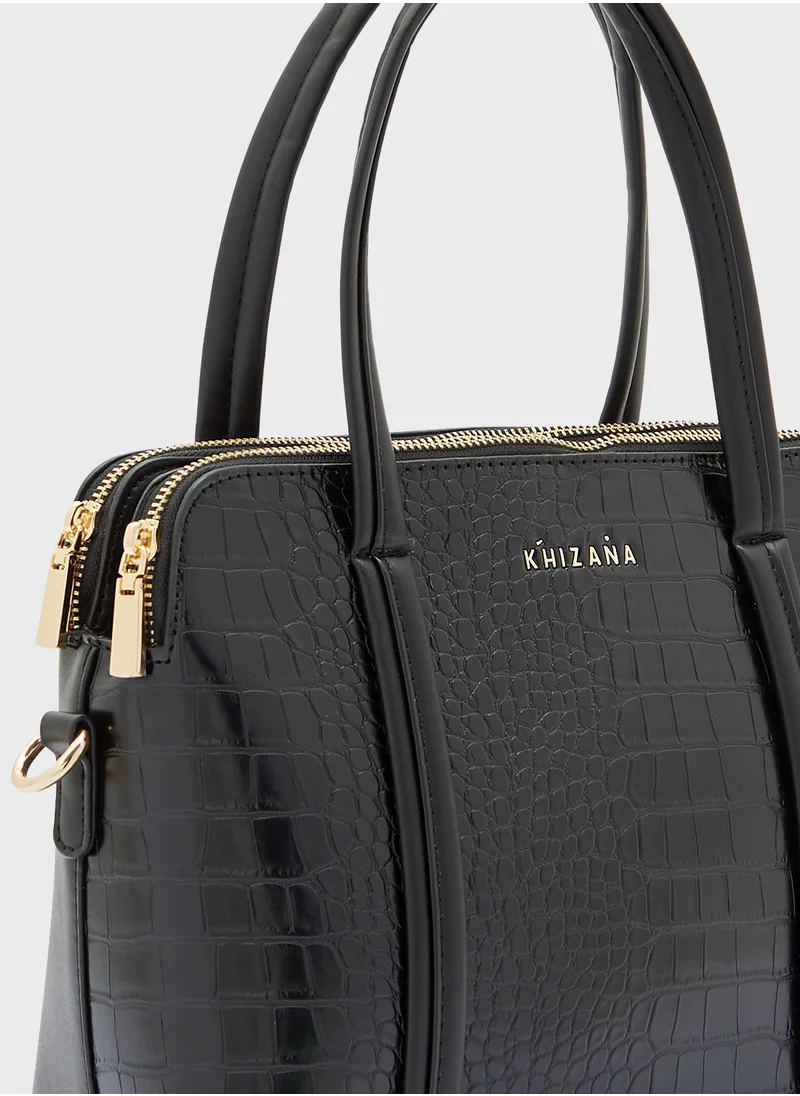 Khizana Double Zip Croc Satchel Bag