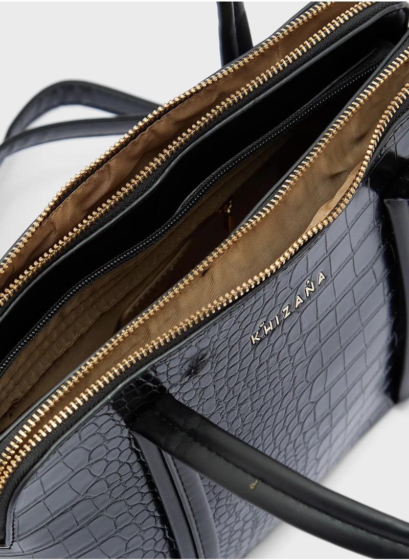 Khizana Double Zip Croc Satchel Bag