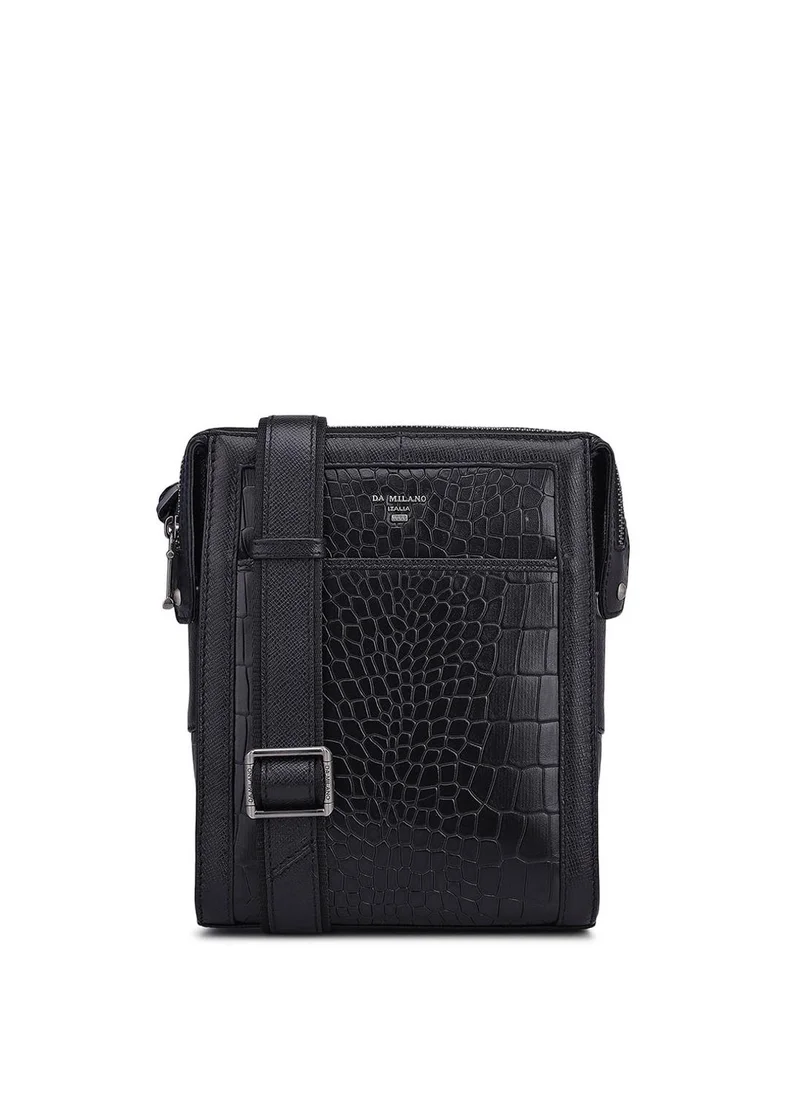 دا ميلانو حقيبة دا ميلانو جلد طبيعي سوداء بحمالة كتف