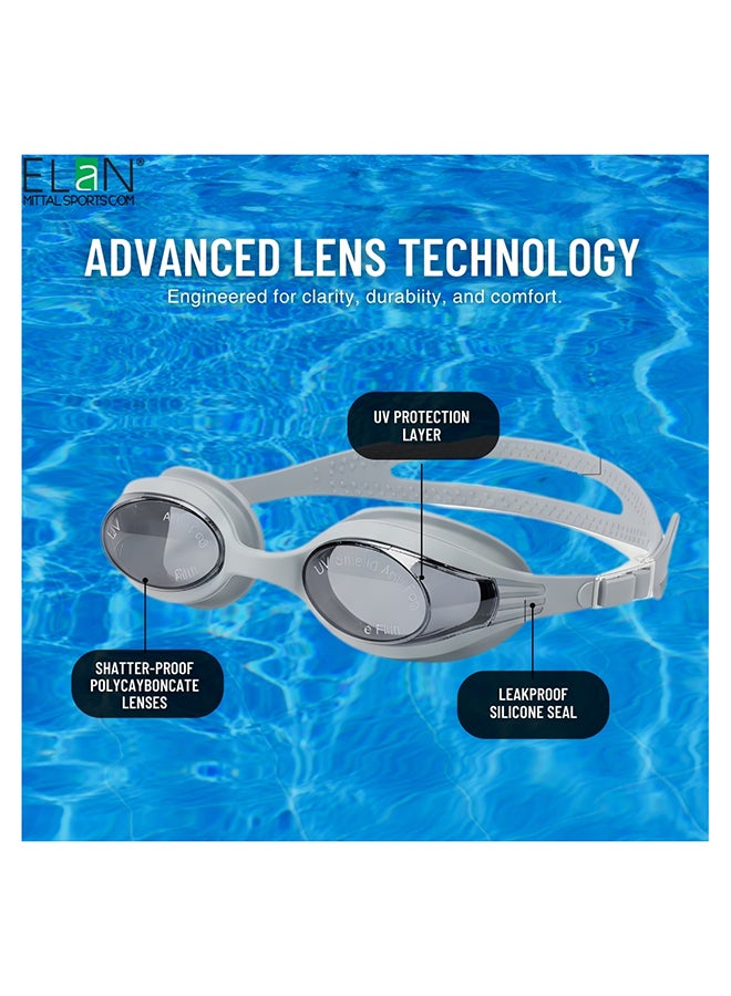 Elan ELAN Morex Professional Swim Goggles - Sleek Grey Edition - Premium Vacuum Leak-Proof Seal & Soft Silicone Strap - Anti-Fog HD Lenses with UV Protection - Premium Goggles for Performance, Durability and Everyday Use - Image 2