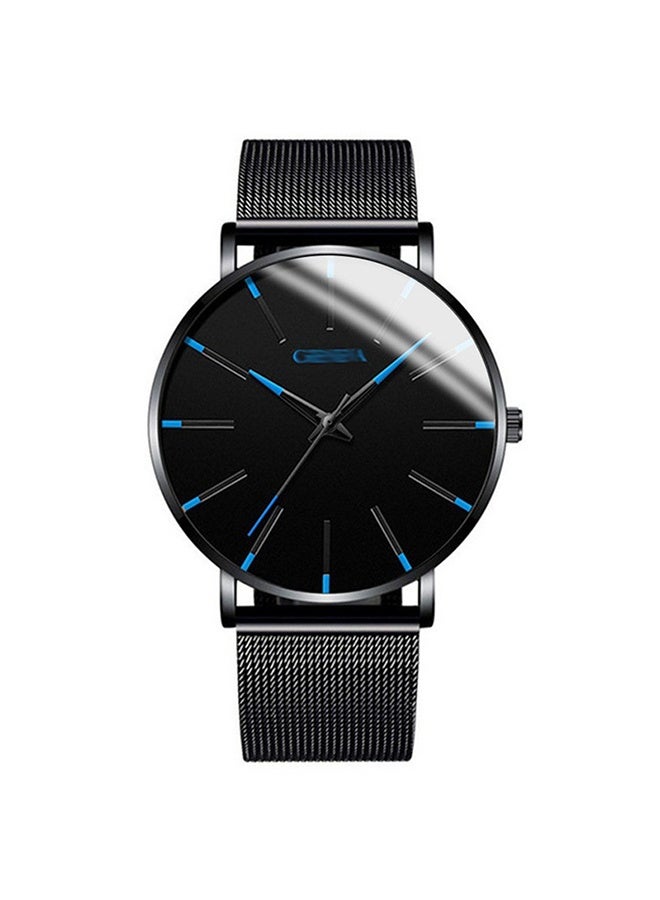 ساعات رجالية فائقة النحافة وبسيطة - ساعة معصم عصرية للرجال والنساء بتصميم كلاسيكي مع سوار من شبكة الفولاذ المقاوم للصدأ - Image 1