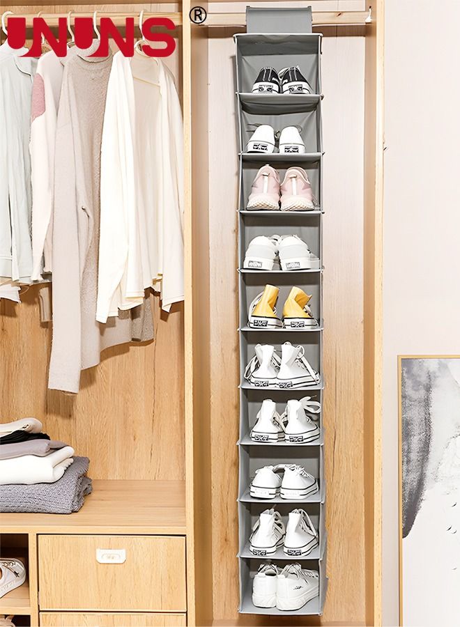 UNUNS Hanging Closet Organizer and Storage Shelves,Organizer Rack 10 Shelf Wardrobe Clothes Organizer Closet Shelf, Storage Organizer - Image 2