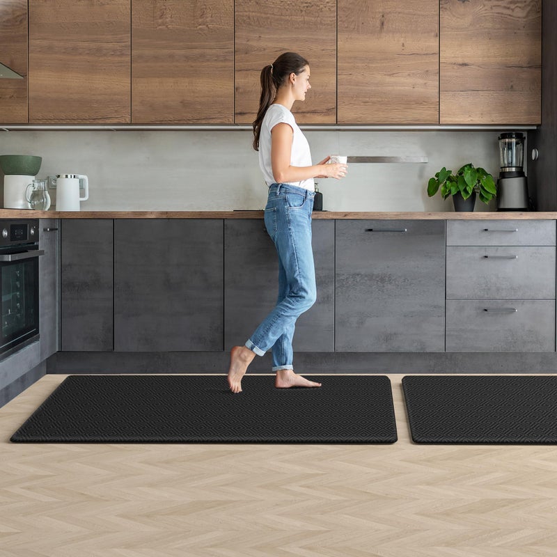 Mattitude Kitchen Mat 2PCS Kitchen Rugs Cushioned Anti-Fatigue Rug Waterproof Standing Desk Mat Kitchen Mats for Floor Kitchen Rug Set for Kitchen, Sink, Office 17.3"Ã—30"+17.3"Ã—47" Black - Image 5