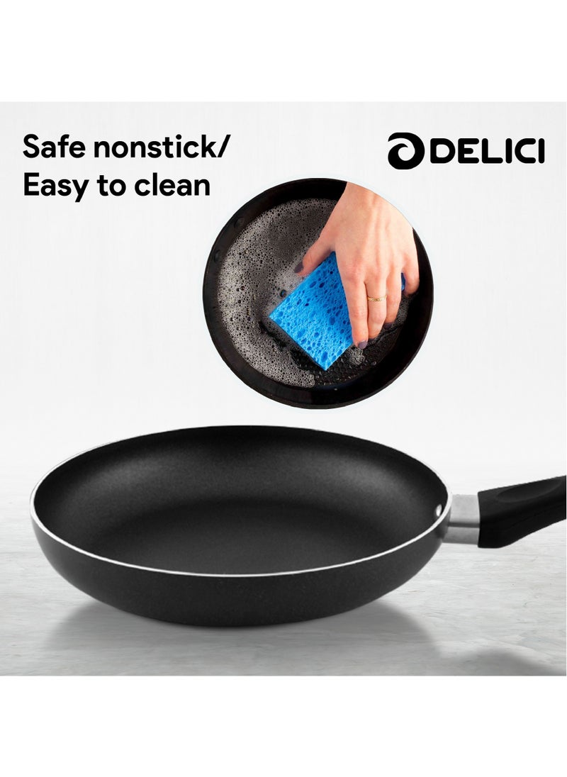 DELICI - Nonstick Cookware Set 7 Pcs (NCS7G) | 10X Tougher Coating | Quick & Even Heat Distribution | Suitable for Hot Plate, Halogen, Ceramic, Gas | 24cm Casserole with Lid, 18cm Saucepan with Lid, 24cm Frypan and 2 Nylon Spatulas - Image 1