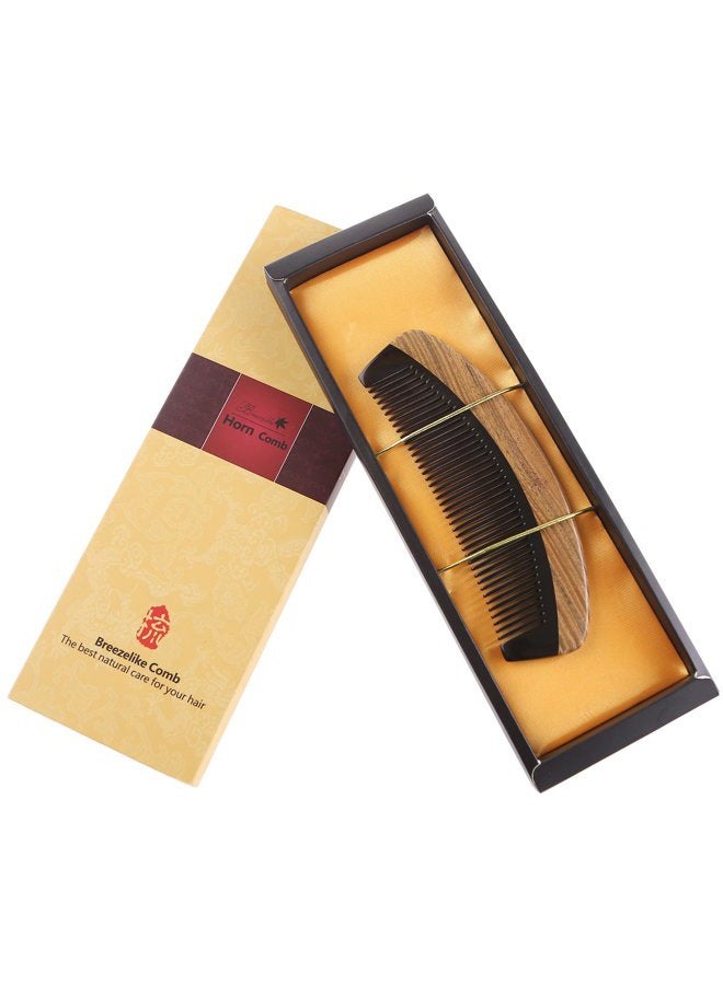 Breezelike Hair Comb - Wooden Fine Tooth Comb for Women, Men and Kids - No Static Sandalwood Buffalo Horn Comb - Image 4