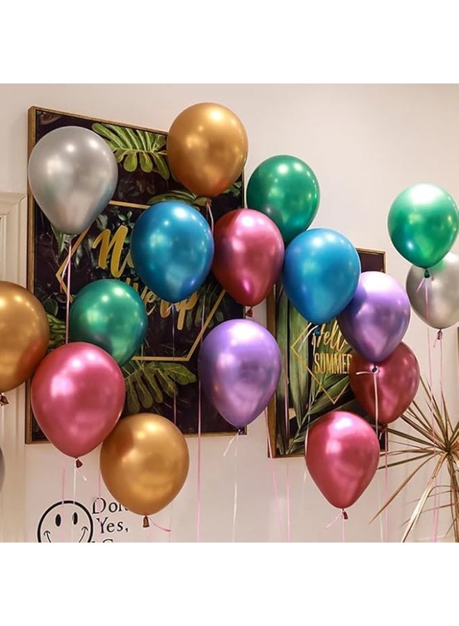 بالونات حفلات معدنية كرومية، 50 قطعة، كروم، ذهبي، فضي، ألوان متنوعة، دائرية، لاتكس، مملوءة بالهيليوم/الهواء، مثالية لأعياد الميلاد، وحفلات استقبال المولود، وحفلات الزفاف، للجنسين، لجميع الأعمار - Image 3