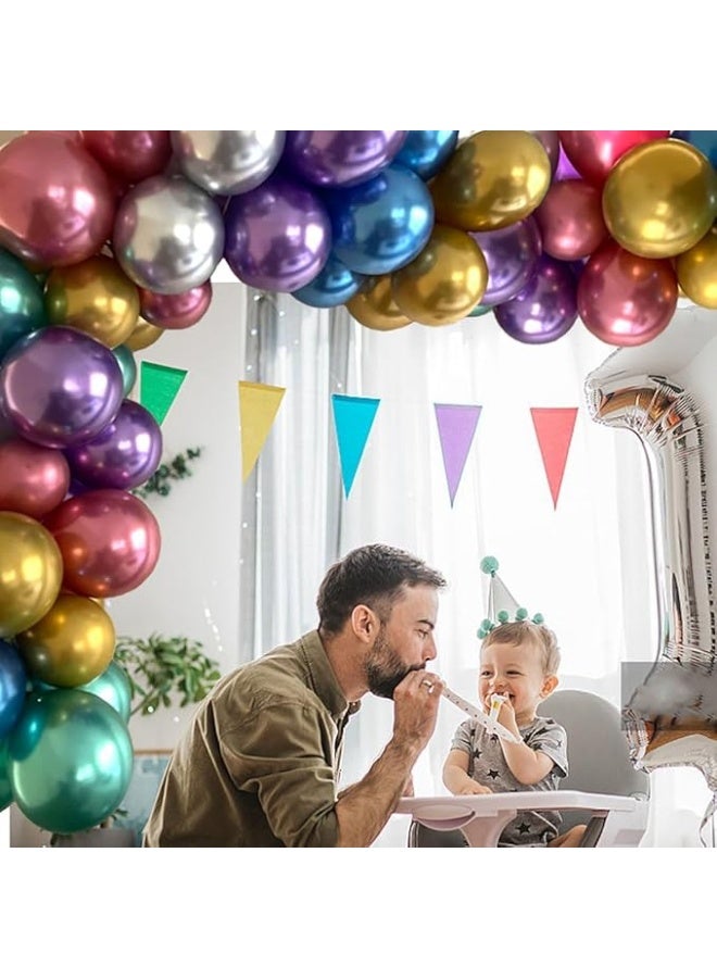 بالونات حفلات معدنية كرومية، 50 قطعة، كروم، ذهبي، فضي، ألوان متنوعة، دائرية، لاتكس، مملوءة بالهيليوم/الهواء، مثالية لأعياد الميلاد، وحفلات استقبال المولود، وحفلات الزفاف، للجنسين، لجميع الأعمار - Image 2