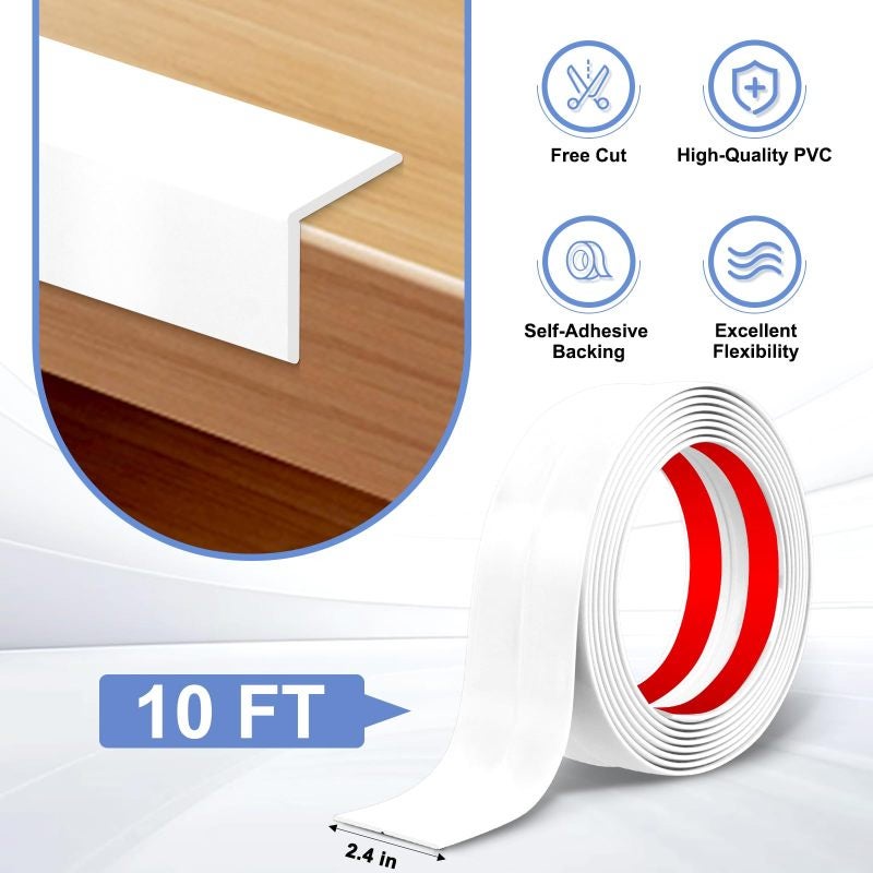 Self-Adhesive Wall Corner Guard: White Flexible Edge Protector - Peel And Stick Corner Molding For Home Improvement Diy Projects - Image 2