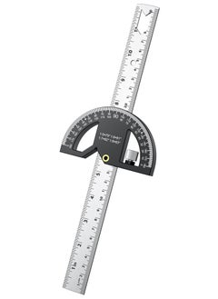 Generic Woodworking Scribing Angle Ruler, 300mm Angle Protractor Stainless Steel Marking Ruler, Precision Engineer Woodworking Rule for Length Measurement, DIY, Line Marking, Circle Drawing  - Image 1