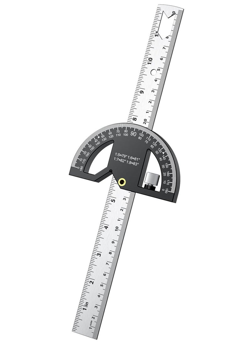 Generic - Woodworking Scribing Angle Ruler, 300mm Angle Protractor Stainless Steel Marking Ruler, Precision Engineer Woodworking Rule for Length Measurement, DIY, Line Marking, Circle Drawing - Image 1