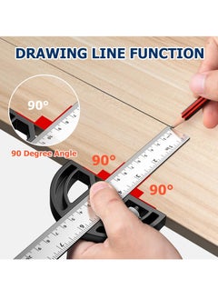 Generic Woodworking Scribing Angle Ruler, 300mm Angle Protractor Stainless Steel Marking Ruler, Precision Engineer Woodworking Rule for Length Measurement, DIY, Line Marking, Circle Drawing  - Image 3