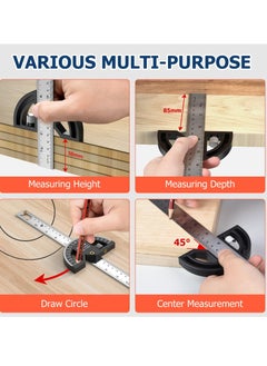 Generic Woodworking Scribing Angle Ruler, 300mm Angle Protractor Stainless Steel Marking Ruler, Precision Engineer Woodworking Rule for Length Measurement, DIY, Line Marking, Circle Drawing  - Image 4