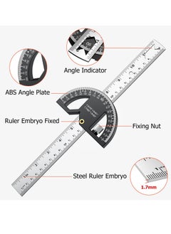 Generic Woodworking Scribing Angle Ruler, 300mm Angle Protractor Stainless Steel Marking Ruler, Precision Engineer Woodworking Rule for Length Measurement, DIY, Line Marking, Circle Drawing  - Image 5