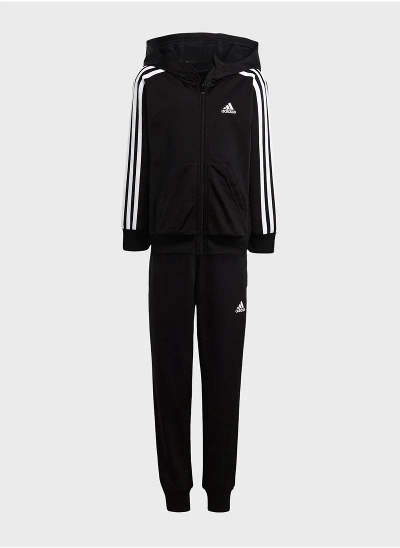 Adidas Little Kids 3-Stripes Shiny Tracksuit