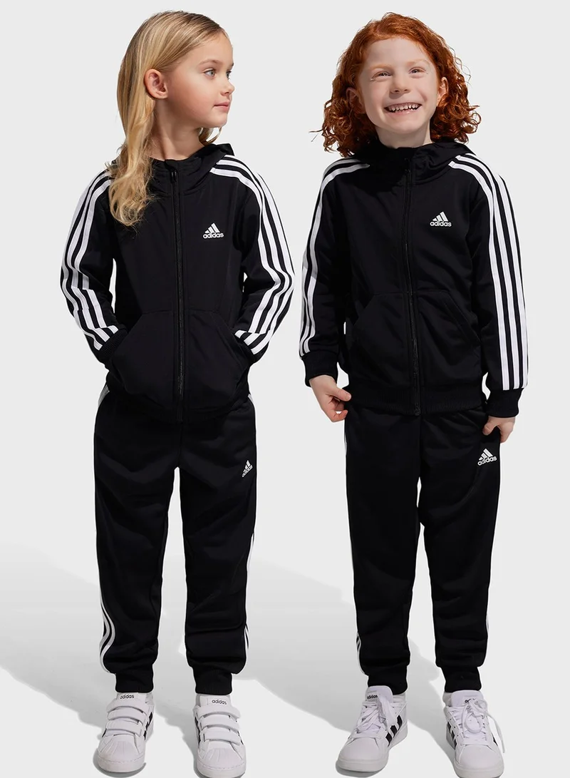 Adidas Little Kids 3-Stripes Shiny Tracksuit