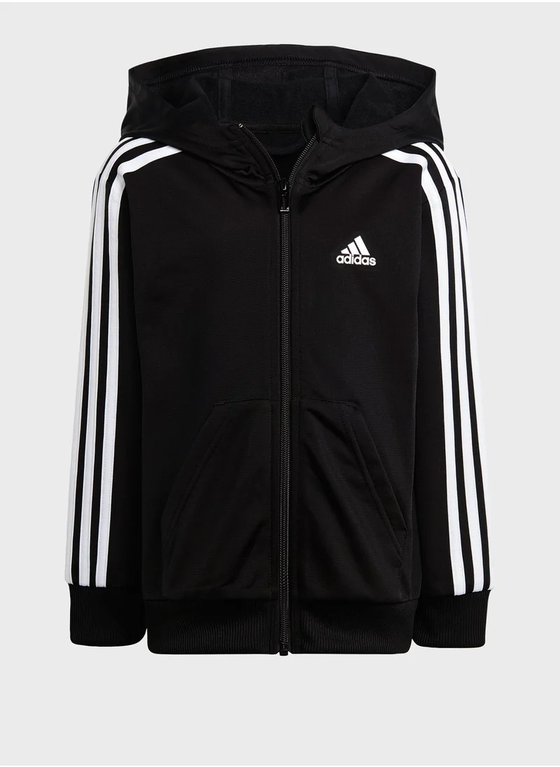 Adidas Little Kids 3-Stripes Shiny Tracksuit