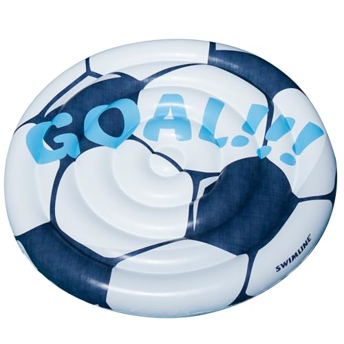 Swimline Inflatable Soccer Ball RideOn Pool Float BlueWhite 60 - Image 1