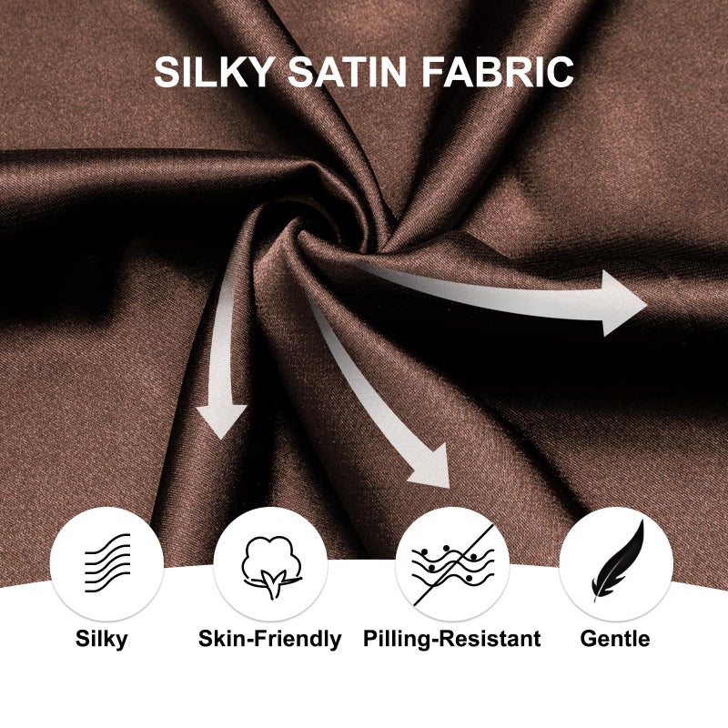 Hi-Tie Mens Brown Silk Satin Dress Shirts Long Sleeve Button Up Coffee Shirt Party Prom Wedding Luxury Shirt - Image 5