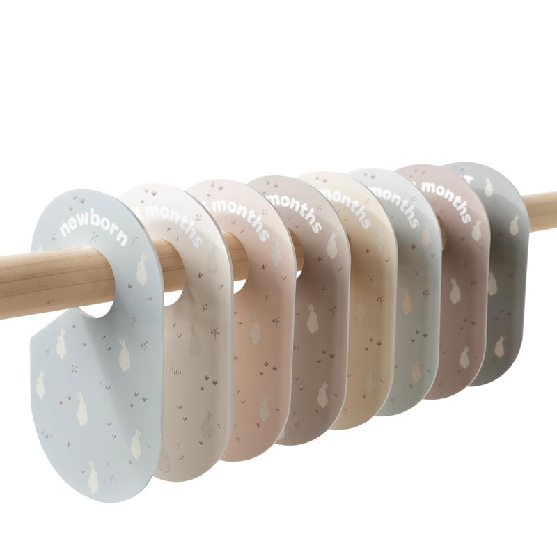 3 Sprouts Baby Closet Dividers 8-Piece Set Newborn to 2T - Double-Sided Organizer for Nursery Clothing Storage - Rabbit - Image 1