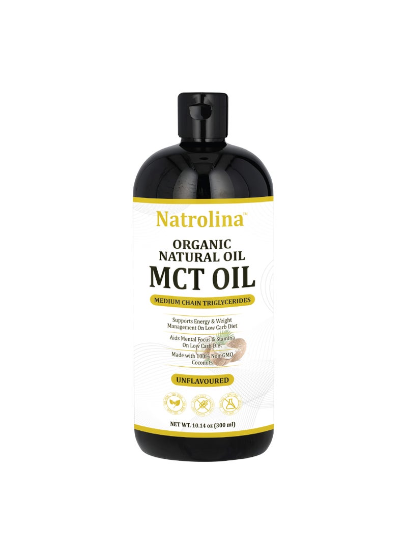 Natrolina Organic Natural MCT Oil, Supports Energy & Weight Management, Unflavored - 300 ml - Image 1