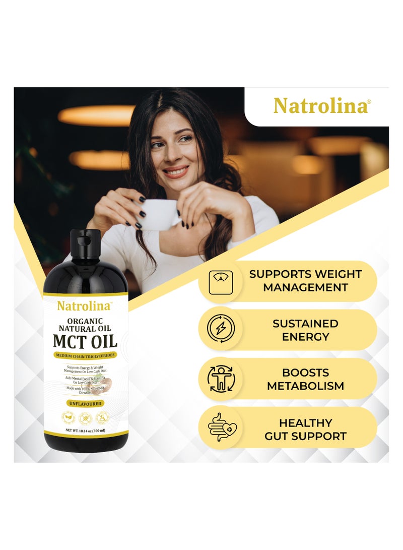 Natrolina Organic Natural MCT Oil, Supports Energy & Weight Management, Unflavored - 300 ml - Image 4