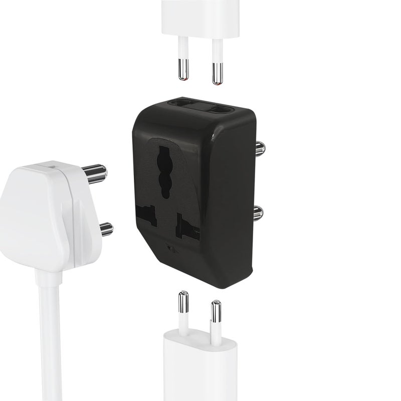MX 3 Pin Multi Plug Socket Travel Adapter Universal Socket 3 in 1 Plug Extension Socket Travel Power Plug Adapter with Dual Inputs for Laptop Phone PC (3 in 1 Socket 1 PCS) - Image 1