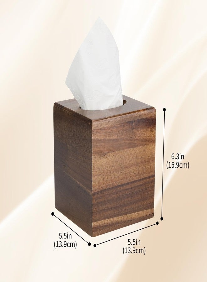 MOCHTERO Modern Wooden Tissue Box Cover, Square Tissue Holder, Bathroom Accessories,for Home and Office,Brown - Image 2