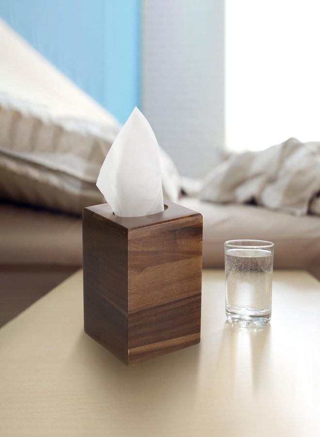 MOCHTERO Modern Wooden Tissue Box Cover, Square Tissue Holder, Bathroom Accessories,for Home and Office,Brown - Image 5