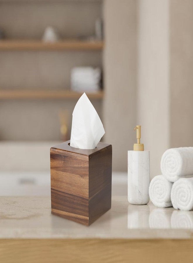 MOCHTERO Modern Wooden Tissue Box Cover, Square Tissue Holder, Bathroom Accessories,for Home and Office,Brown - Image 4