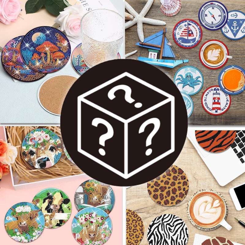 Demonwer 200 Styles Diamond Coasters Blind Box with Holder DIY Diamond Art Coaster Coaster Blind Box for Adults Diamond Kits Supplies for Christmas Holiday Gift - Image 4
