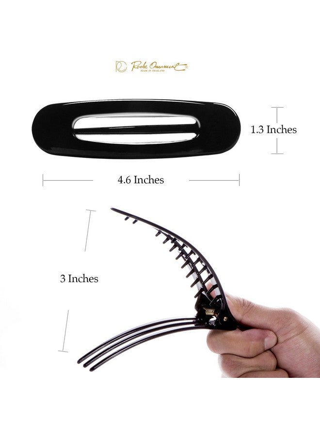 RC ROCHE ORNAMENT 6 Pcs Womens Side Slide Flat Oval Clip Styling Plastic Comfortable Hold Strong Grip No Slip Beauty Accessory Girls Ladies Pin Jaw Claw Clamp Clips, Medium Black - Image 4