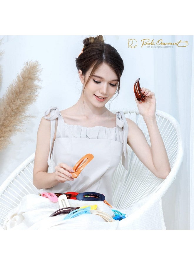 RC ROCHE ORNAMENT 6 Pcs Womens Side Slide Flat Oval Clip Styling Plastic Comfortable Hold Strong Grip No Slip Beauty Accessory Girls Ladies Pin Jaw Claw Clamp Clips, Medium Black - Image 3