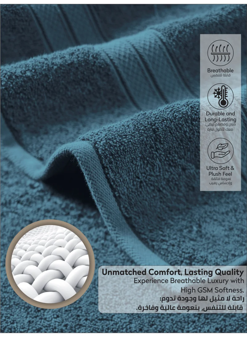 Donetella Dark Blue Premium Towel 3-Pcs Set, 100% Combed Cotton 600 GSM, Highly Absorbent, Quick Dry Towel Set Include 1 Bath Towel, 1 Bath Sheet, 1 Hand Towel, Best Set for Bathroom Gym, Hotel And Spa.  | Best Price UAE