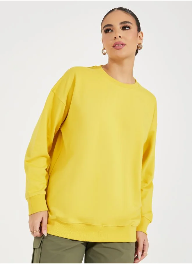 Styli Oversized Solid Longline Sweatshirt