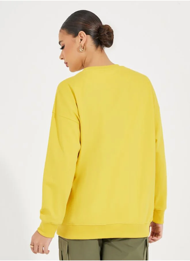 Styli Oversized Solid Longline Sweatshirt