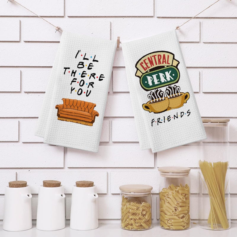 Homythe Friends Kitchen Towels, Friends Merchandise Gifts Kitchen Bathroom Decorations, 2 Pack Cute Friends TV Show Dish Towels, Birthday Housewarming Gifts for Women Men - Image 4