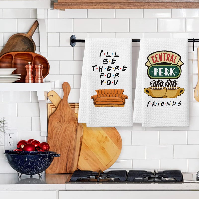 Homythe Friends Kitchen Towels, Friends Merchandise Gifts Kitchen Bathroom Decorations, 2 Pack Cute Friends TV Show Dish Towels, Birthday Housewarming Gifts for Women Men - Image 5