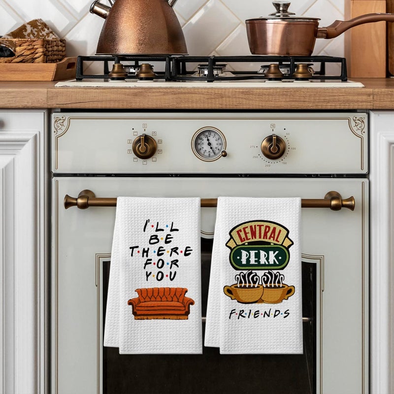 Homythe Friends Kitchen Towels, Friends Merchandise Gifts Kitchen Bathroom Decorations, 2 Pack Cute Friends TV Show Dish Towels, Birthday Housewarming Gifts for Women Men - Image 2