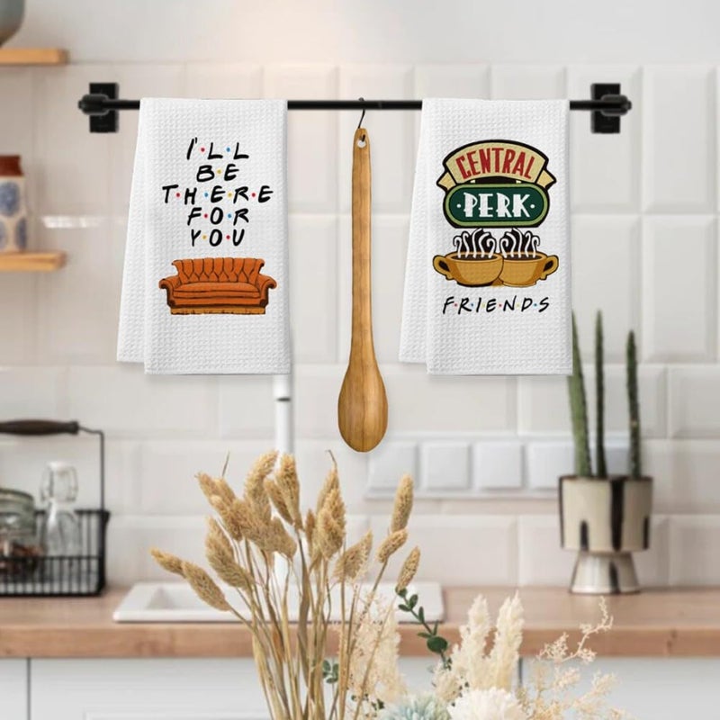 Homythe Friends Kitchen Towels, Friends Merchandise Gifts Kitchen Bathroom Decorations, 2 Pack Cute Friends TV Show Dish Towels, Birthday Housewarming Gifts for Women Men - Image 3