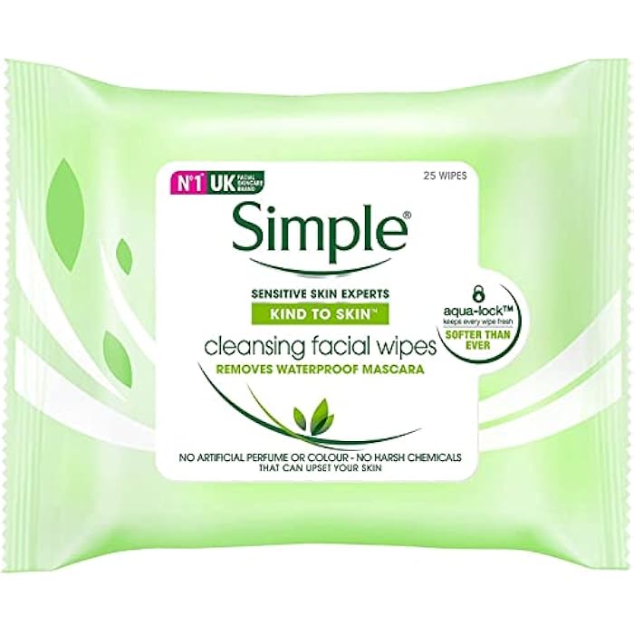 Simple Kind to Skin Cleansing Facial Wipes, 25 Count (Pack of 6)