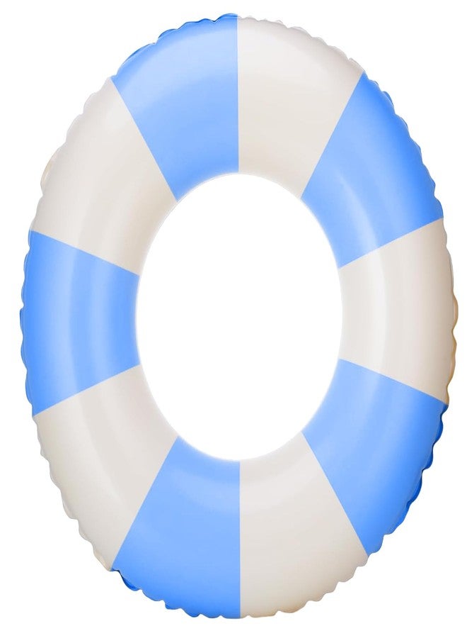 Taeku Inflatable Swimming Ring - Durable Striped Pool Float for Adults, Large Swim Tube for Beach, Summer Water Fun, Perfect for Pool Parties Relaxation (Blue) - Image 1