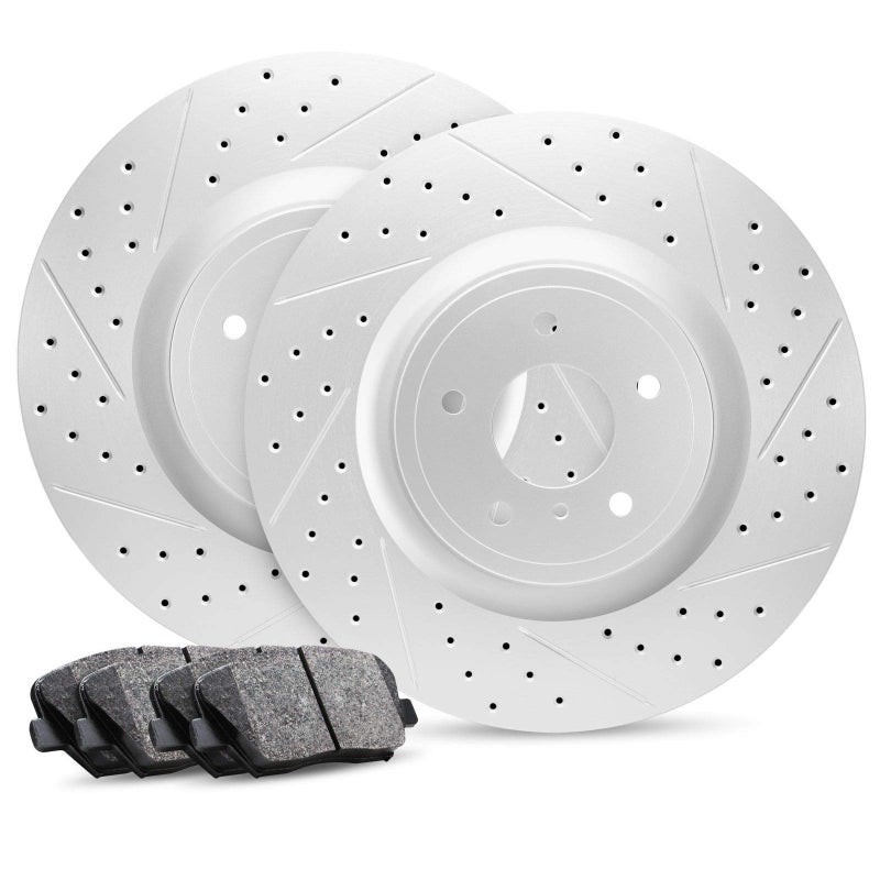 Generic For 2016-2018 Honda Civic Rear Set R1 Concepts Carbon Geomet Drill/Slot Brake Rotors Kit + Pads  - Image 1