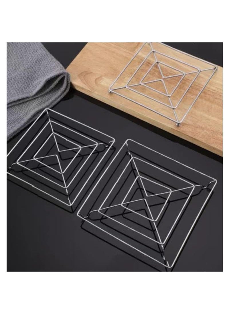 Prostuff.in Prostuff.in® Kitchen Cooking Square Hot & Cold Pot Stand with Food Steamer Rack Stand Holder for Kitchen Organizer (Large Size:16x16cm), Silver Color 1 Pcs  - Image 3