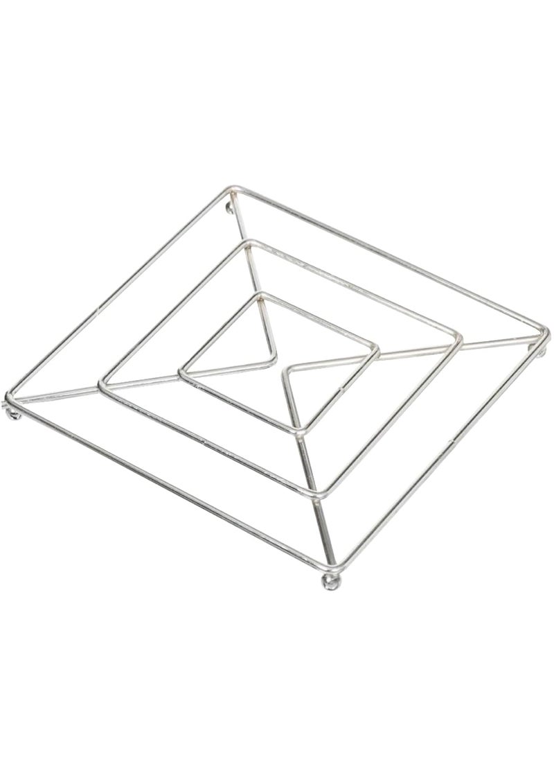 Prostuff.in Prostuff.in® Kitchen Cooking Square Hot & Cold Pot Stand with Food Steamer Rack Stand Holder for Kitchen Organizer (Large Size:16x16cm), Silver Color 1 Pcs  - Image 1