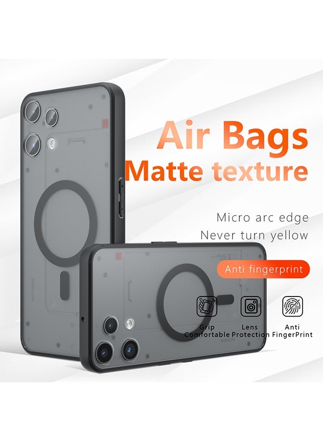 القضية المغناطيسية لا شيء الهاتف 3a لايت 5G, الصقيع الشفاف الظهر الوقائي غطاء الهاتف النحيف, مكافحة البصمات, مكافحة السقوط الحماية, حالة مقاومة للصدمات لا شيء الهاتف 3a لايت 5G (الأسود) - Image 1